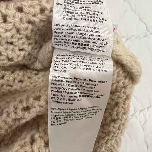 Esprit Womens Crochet Open Knit Wool Alpaca Blend Top M Cream Boho Made In Italy - Picture 7 of 10